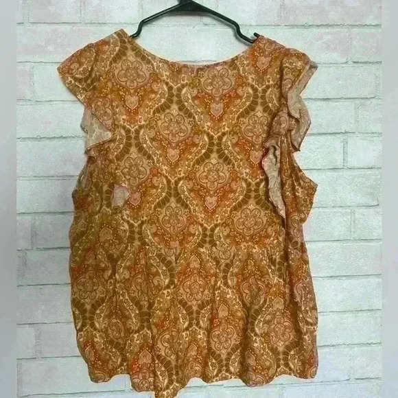 Rachel Zoe boho peasant printed blouse size Large - Picture 2 of 2